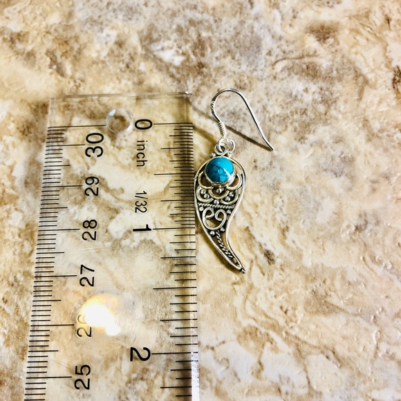 Sterling Silver Turquoise Stone Vintage Earrings - Picture 3 of 3